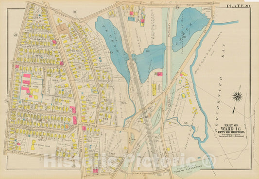 Historic Map : Atlas City of Boston, Dorchester, Dorchester 1933 Plate 020 , Vintage Wall Art