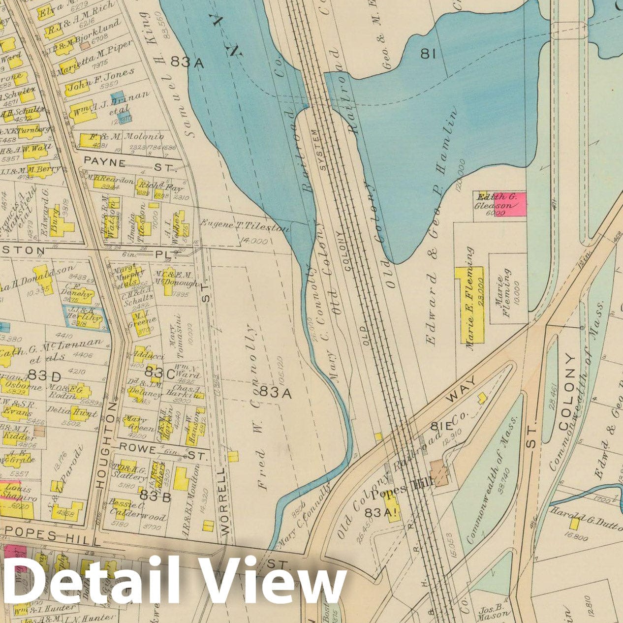 Historic Map : Atlas City of Boston, Dorchester, Dorchester 1933 Plate 020 , Vintage Wall Art