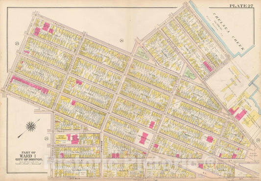 Historic Map : Atlas City of Boston: Charlestown and East Boston, East Boston 1912 Plate 027 , Vintage Wall Art