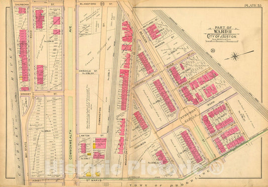 Historic Map : Atlas of Boston Proper, 1902 Plate 035 , Vintage Wall Art