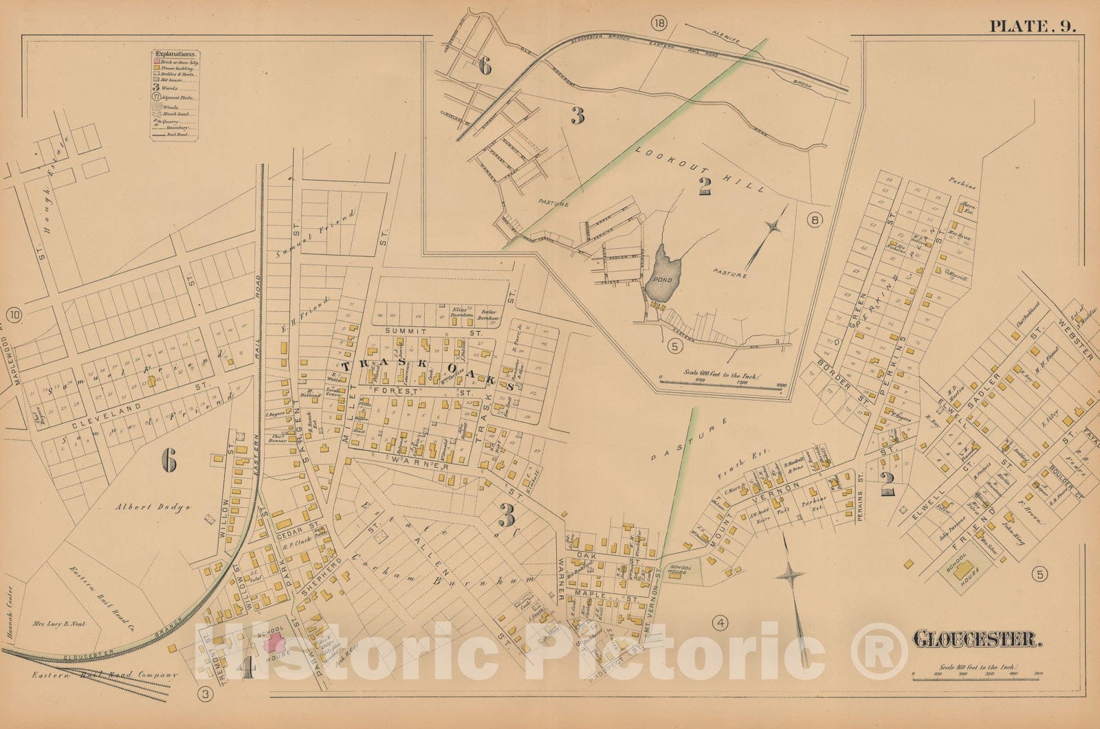 Historic Map : Atlas City of Gloucester and Town of Rockport, Gloucester 1884 Plate 009 , Vintage Wall Art