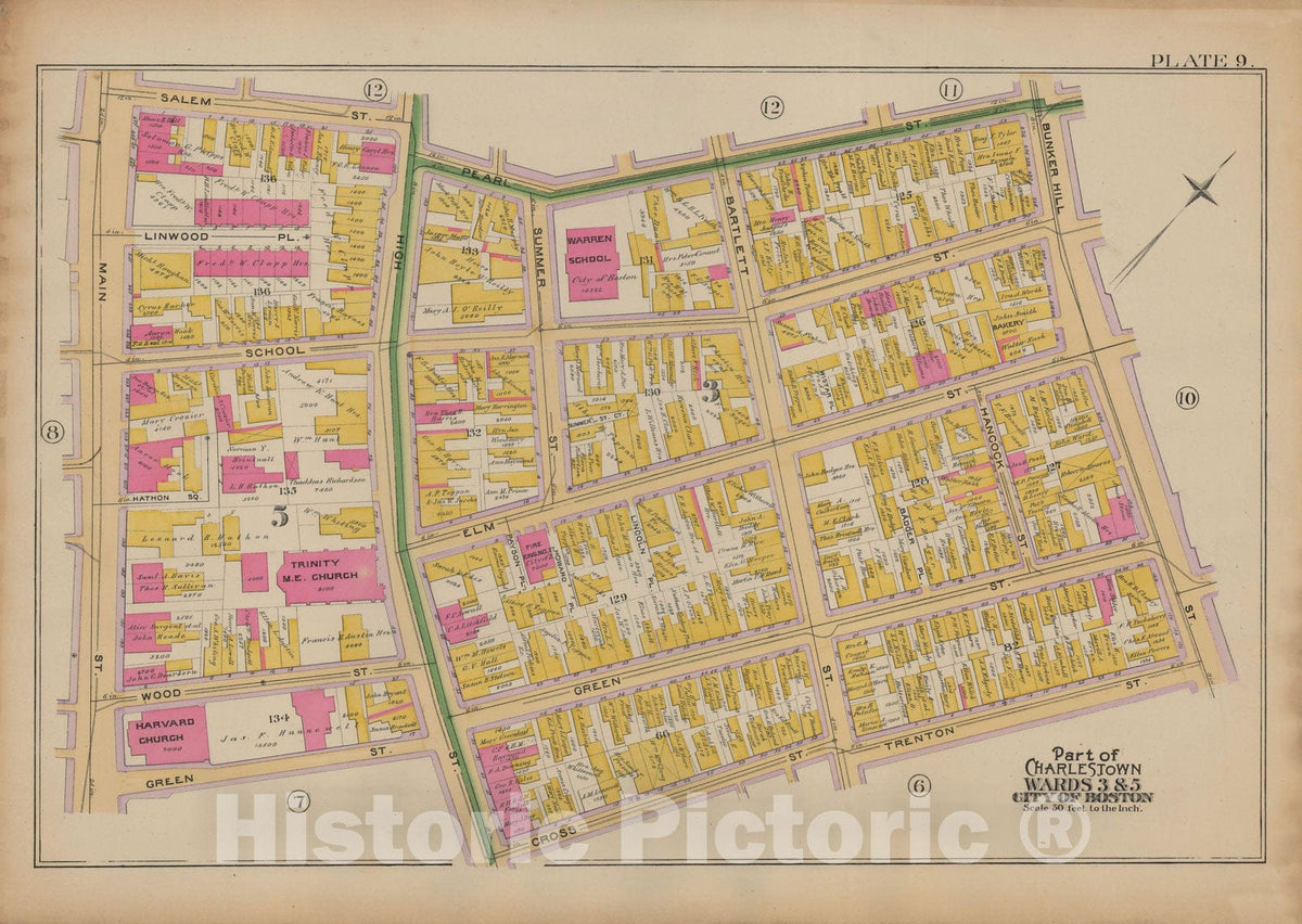 Historic Map : Charlestown 1892 Plate 009 , Vintage Wall Art