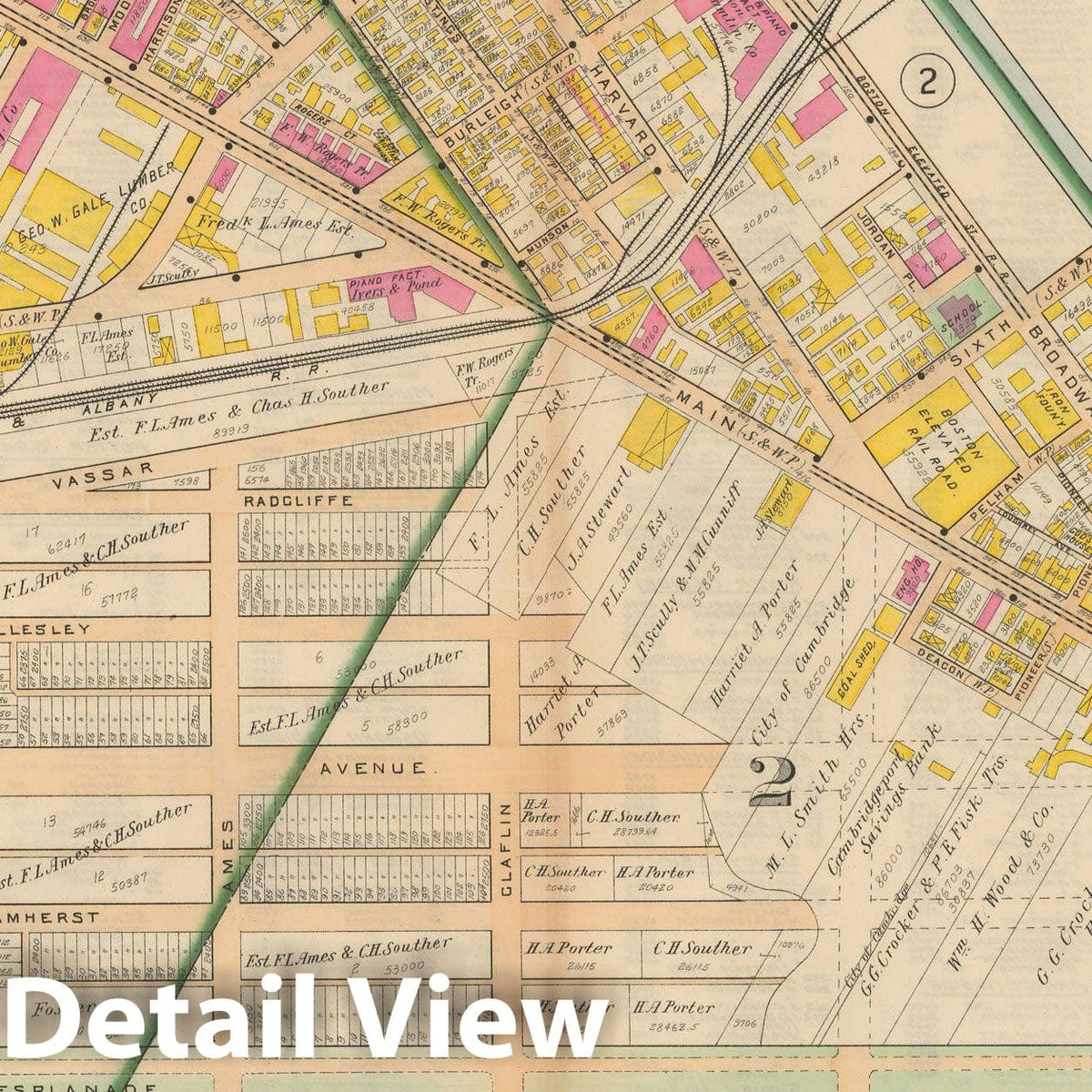 Historic Map : Atlas of Middlesex County, MA Vol. 1, Cambridge 1900 Plate 003 , Vintage Wall Art