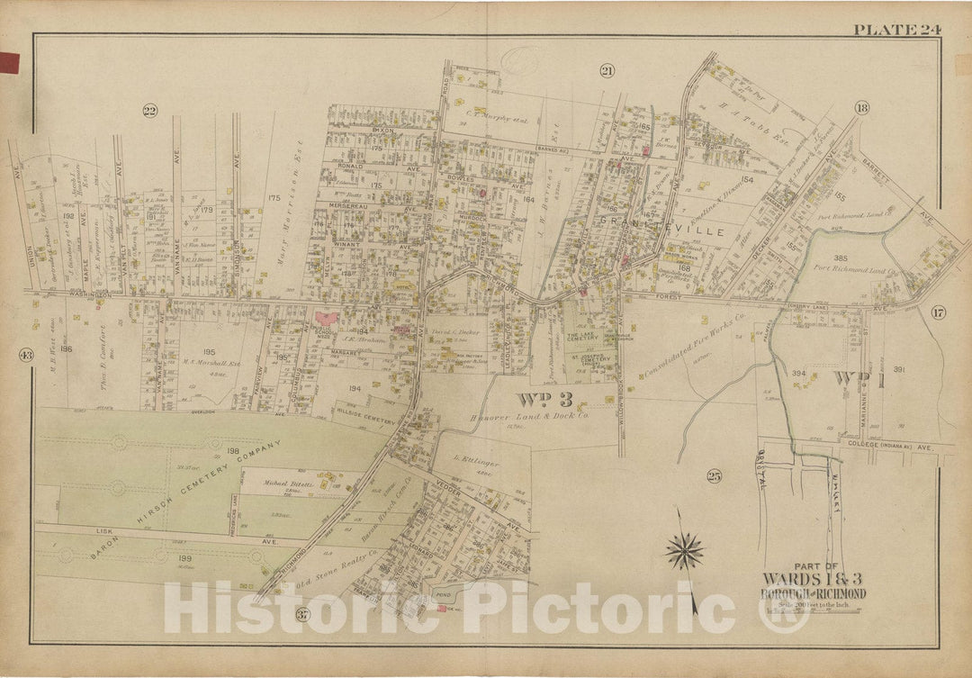 Historic Map : Atlas of Staten Island, Borough of Richmond, Vol 1, Staten Island 1917 Plate 024 , Vintage Wall Art