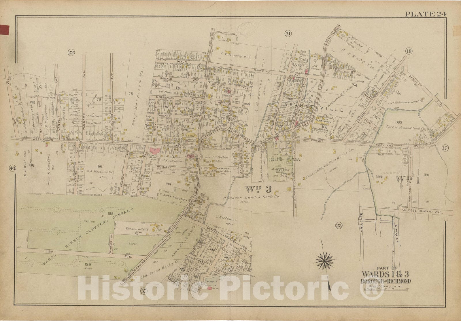 Historic Map : Atlas of Staten Island, Borough of Richmond, Vol 1, Staten Island 1917 Plate 024 , Vintage Wall Art