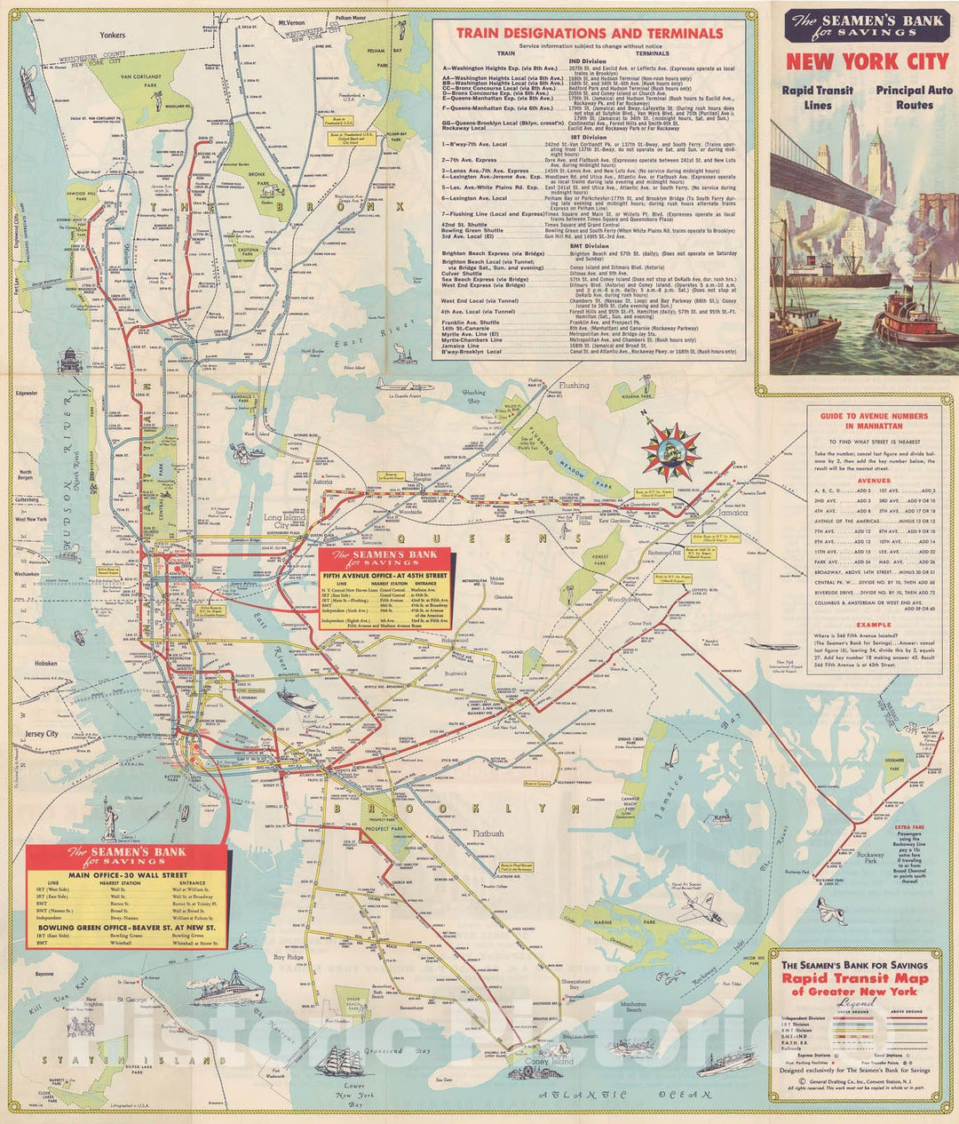 Historic Map : New York City Transit Maps, Rapid Transit Map of Greater New York Railroad Catography , Vintage Wall Art