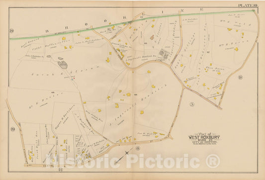 Historic Map : Atlas City of Boston, West Roxbury, Jamaica Plain 1890 Plate 010 , Vintage Wall Art