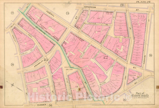 Historic Map : Atlas City of Boston, City Proper, Vol. I, Boston 1888 Plate 027 , Vintage Wall Art
