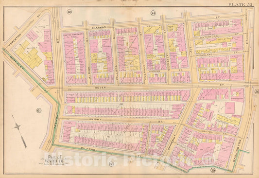 Historic Map : Atlas City of Boston, City Proper, Vol. 2, Boston 1888 Plate 055 , Vintage Wall Art