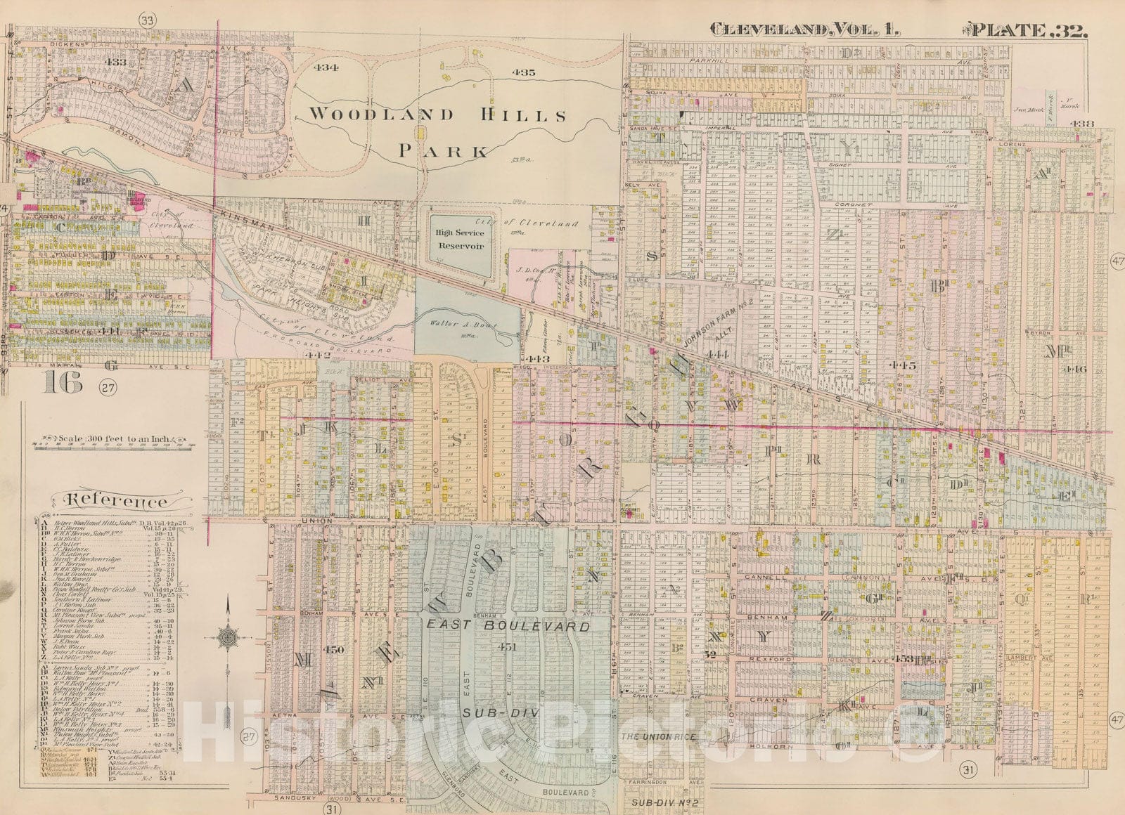 Historic Map : Plat Book of The City of Cleveland, Vol. One, 1912 Plate 032 , Vintage Wall Art
