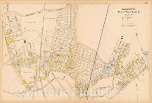 Historic Map : Atlas of Cape Ann, Gloucester, Rockport and Manchester, Gloucester 1899 Page 010 , Vintage Wall Art