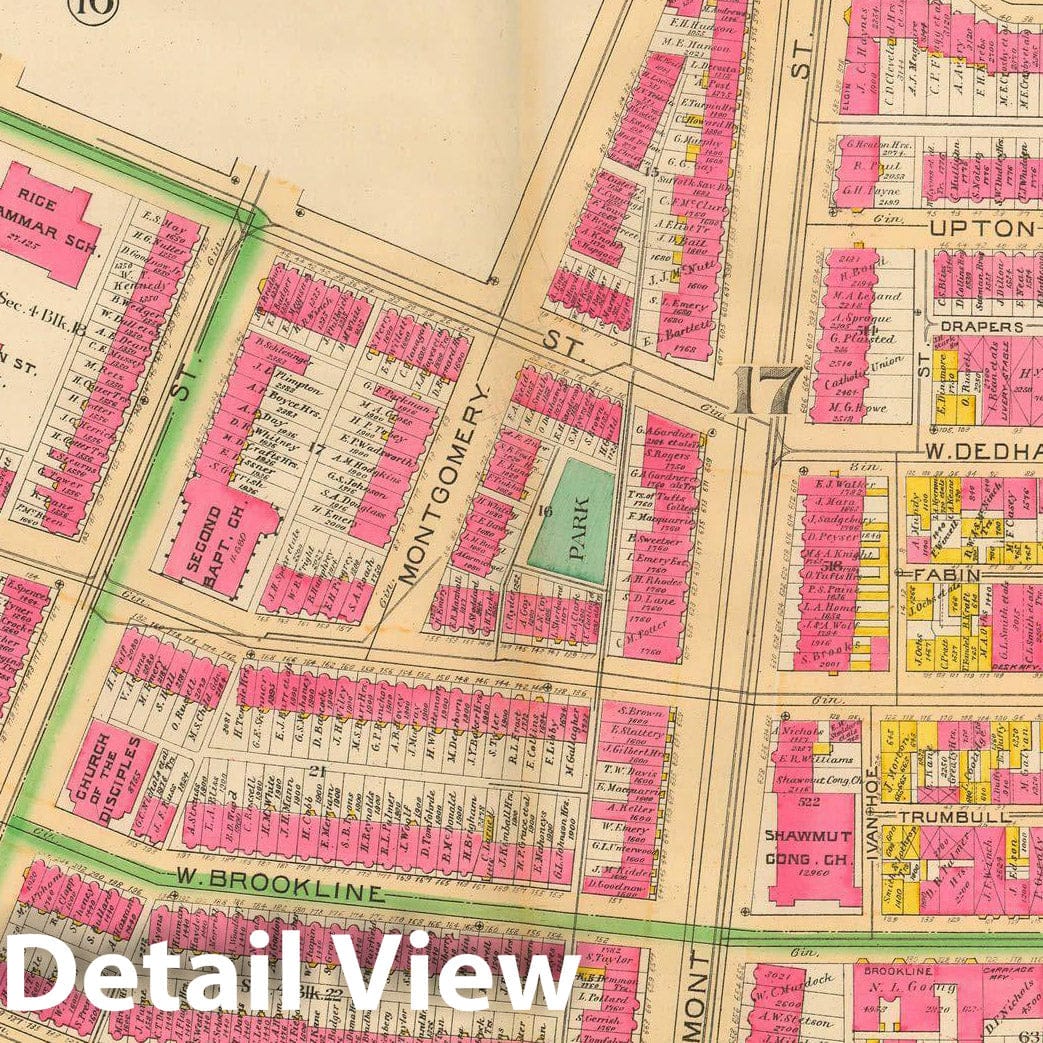 Historic Map : Atlas City of Boston, City Proper and Roxbury, Boston 1890 Plate 019 , Vintage Wall Art