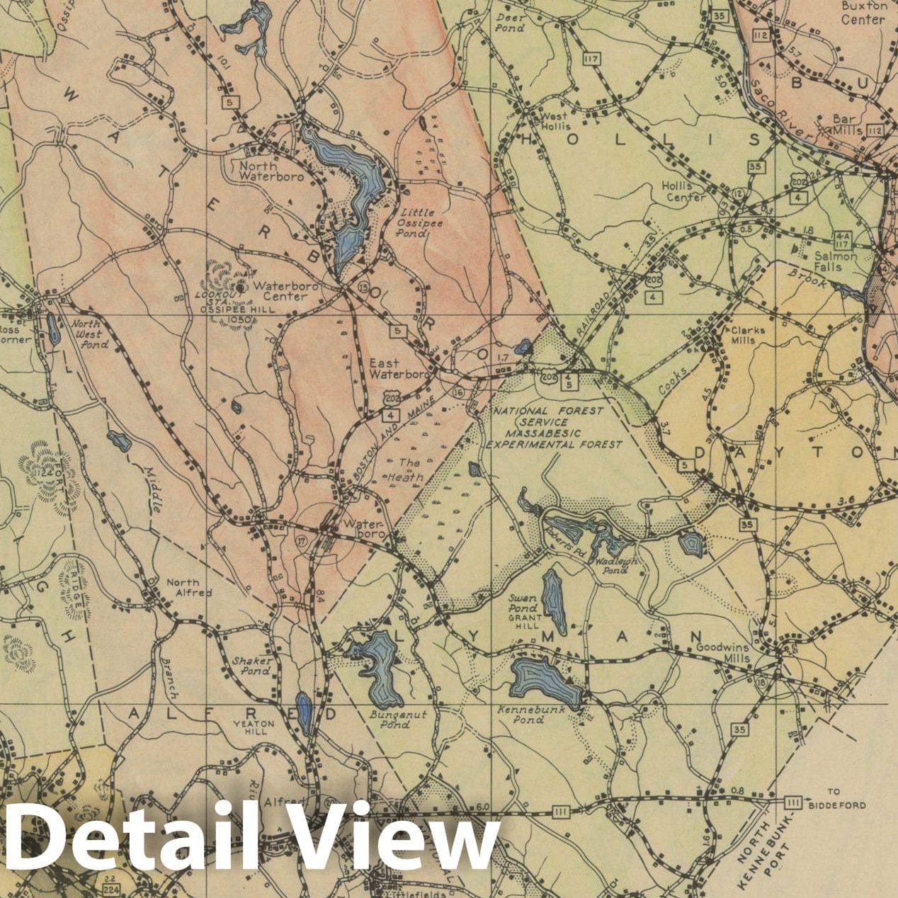 Historic Map : Maine General Highway County Maps, York 1938 Plate 053 , Vintage Wall Art