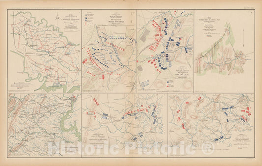 Historic Map : Washington D.C. (Dist. of Columbia), Battles in Virginia 1895 , Vintage Wall Art