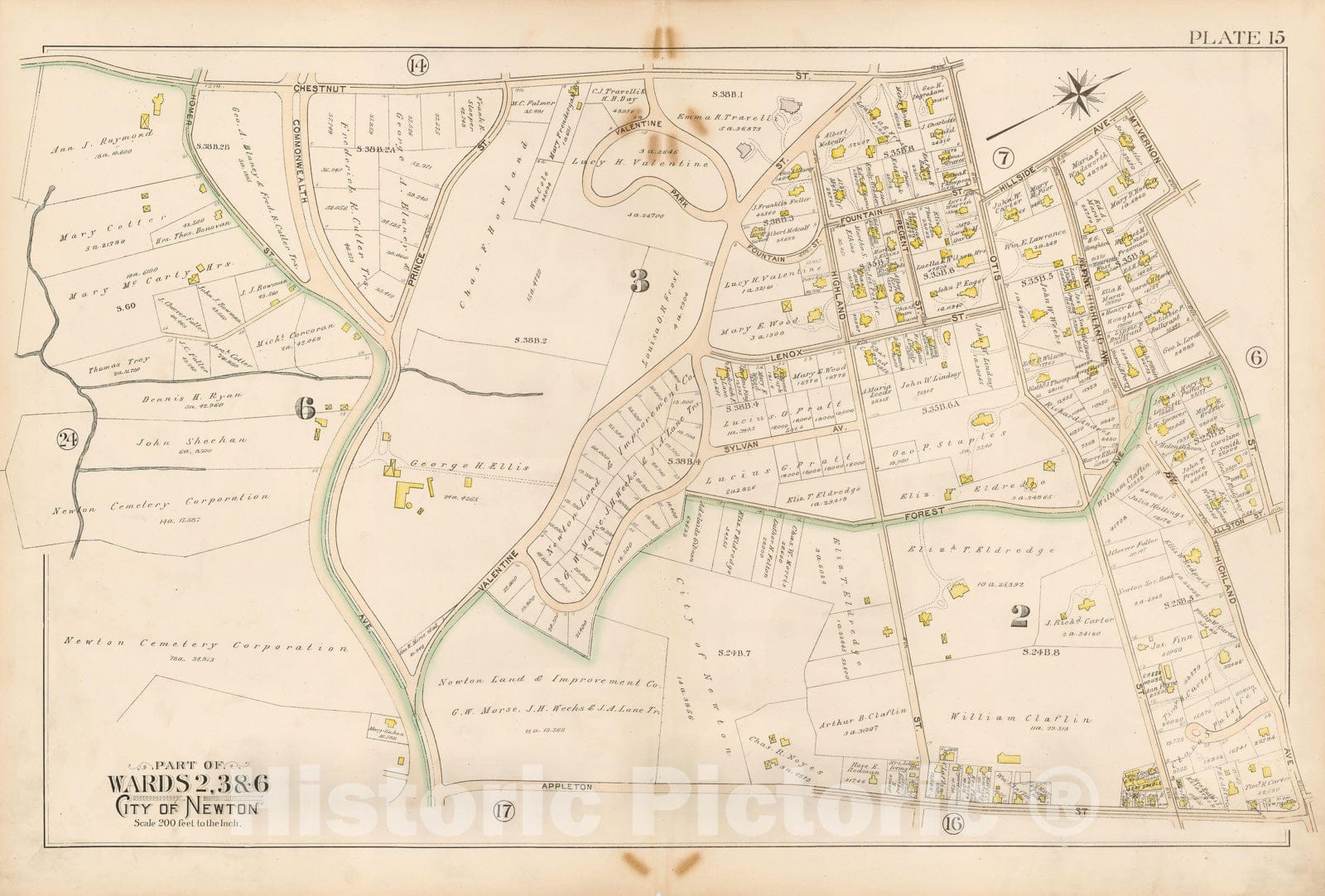 Historic Map : Atlas City of Newton, Newton 1895 Plate 015 , Vintage Wall Art