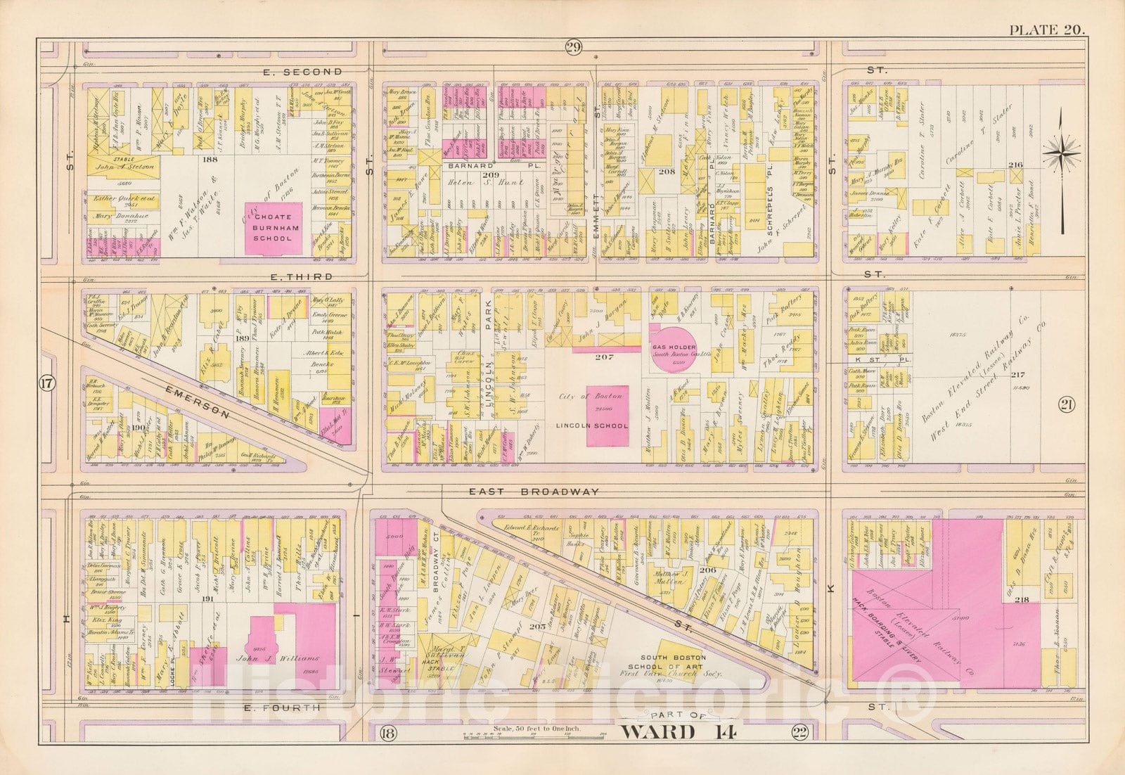 Historic Map : Atlas City of Boston, South Boston 1899 Plate 020 , Vintage Wall Art