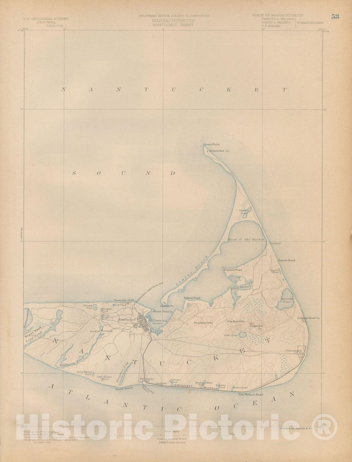 Historic Map : Atlas of Massachusetts, Nantucket 1890 Page 53 , Vintage Wall Art