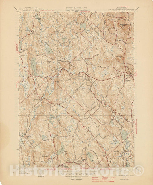 Historic Map : USGS 7.5 Minute Sheets and Quadrangles, Hubbardston & Princeton & Rutland 1946 Topographic Map , Vintage Wall Art