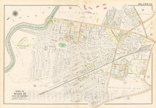 Historic Map : West Roxbury, Jamaica Plain & Roslindale, 1905 Plate 023 , Vintage Wall Art