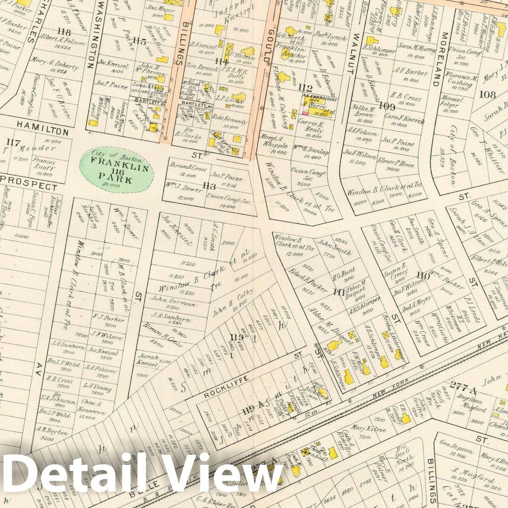 Historic Map : West Roxbury, Jamaica Plain & Roslindale, 1905 Plate 023 , Vintage Wall Art