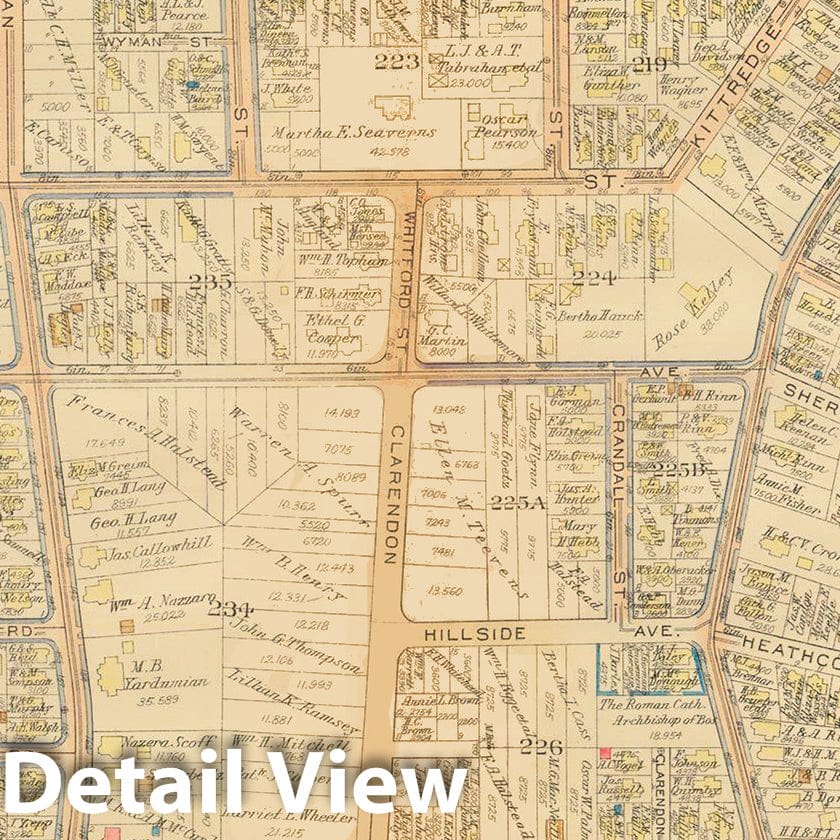 Historic Map : Atlas City of Boston, West Roxbury, Roslindale 1924 Plate 017 , Vintage Wall Art