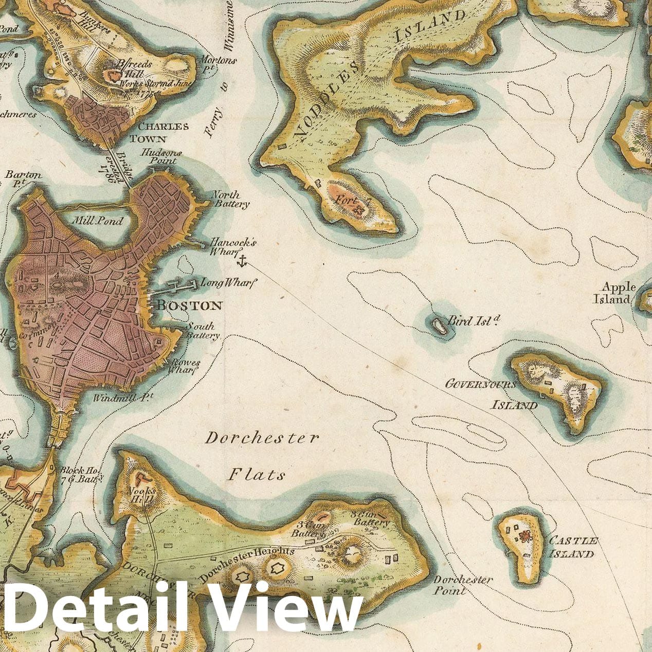 Historic Map : Boston 1788 , Vintage Wall Art