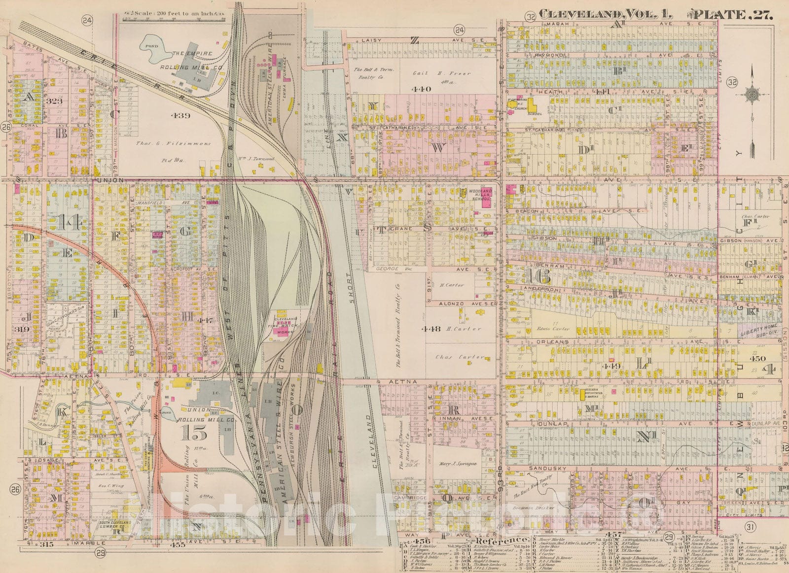 Historic Map : Plat Book of The City of Cleveland, Vol. One, 1912 Plate 027 , Vintage Wall Art