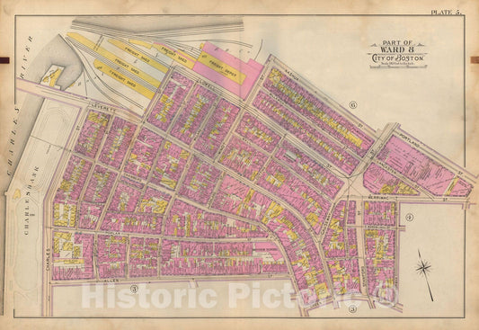 Historic Map : Atlas of Boston Proper, 1898 Plate 005 , Vintage Wall Art