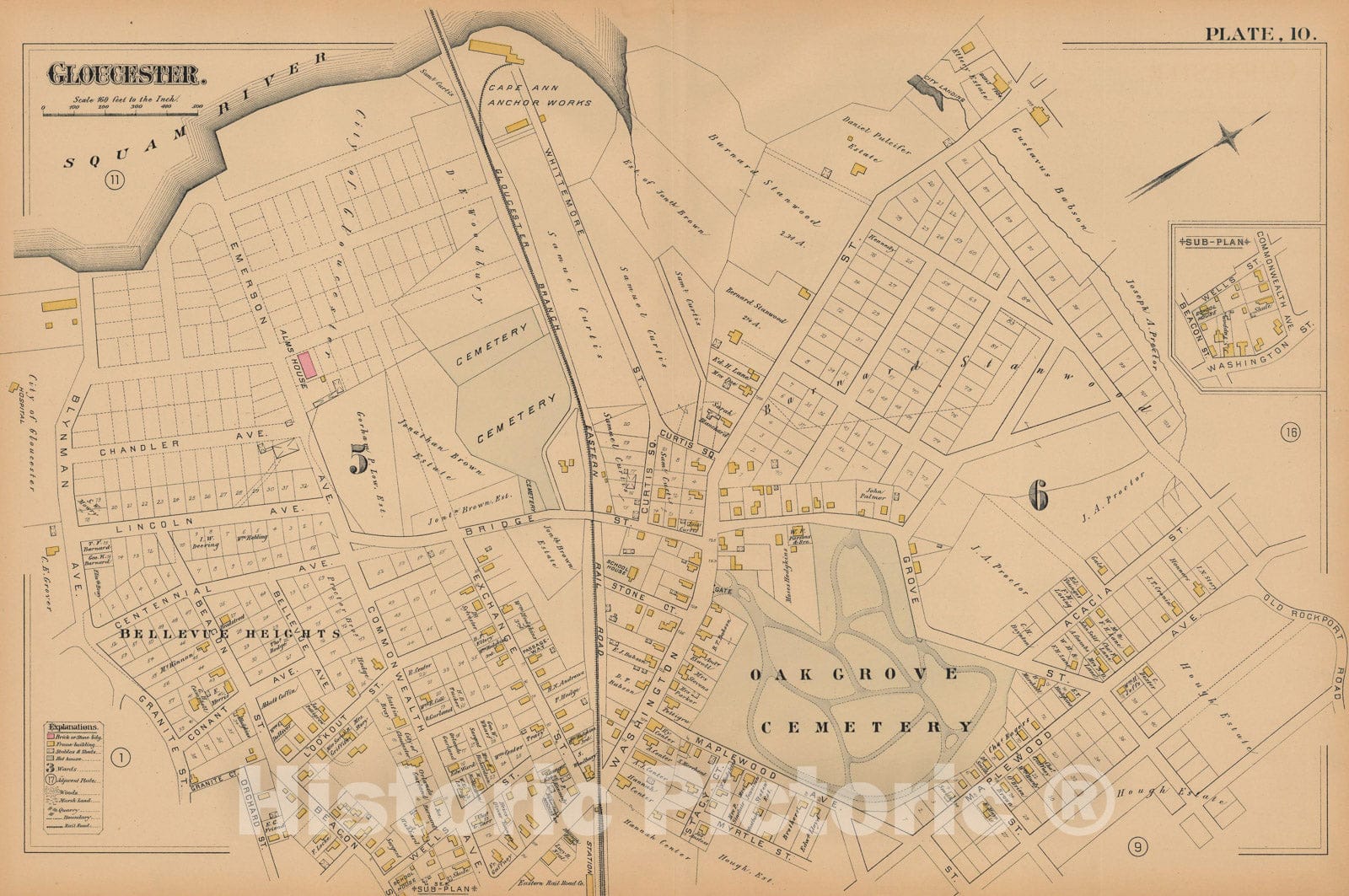 Historic Map : Atlas City of Gloucester and Town of Rockport, Gloucester 1884 Plate 010 , Vintage Wall Art