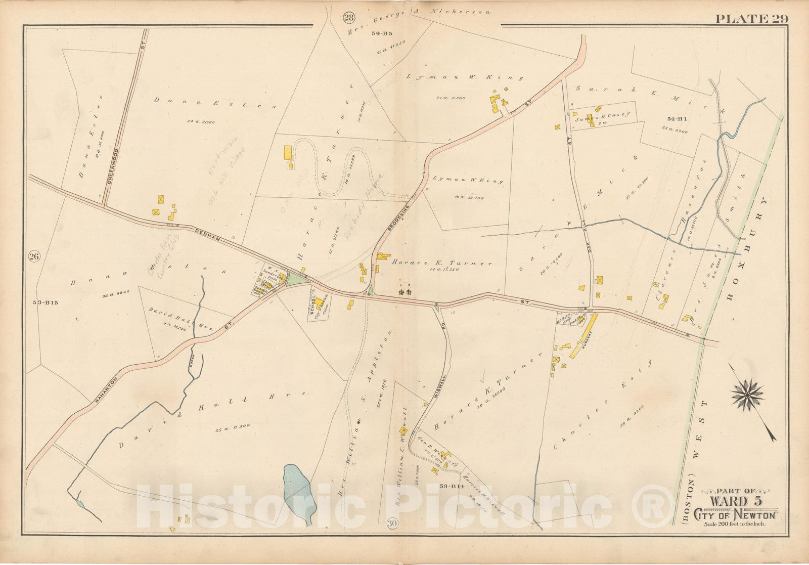 Historic Map : Atlas City of Newton, MA, Newton 1907 Plate 029 , Vintage Wall Art