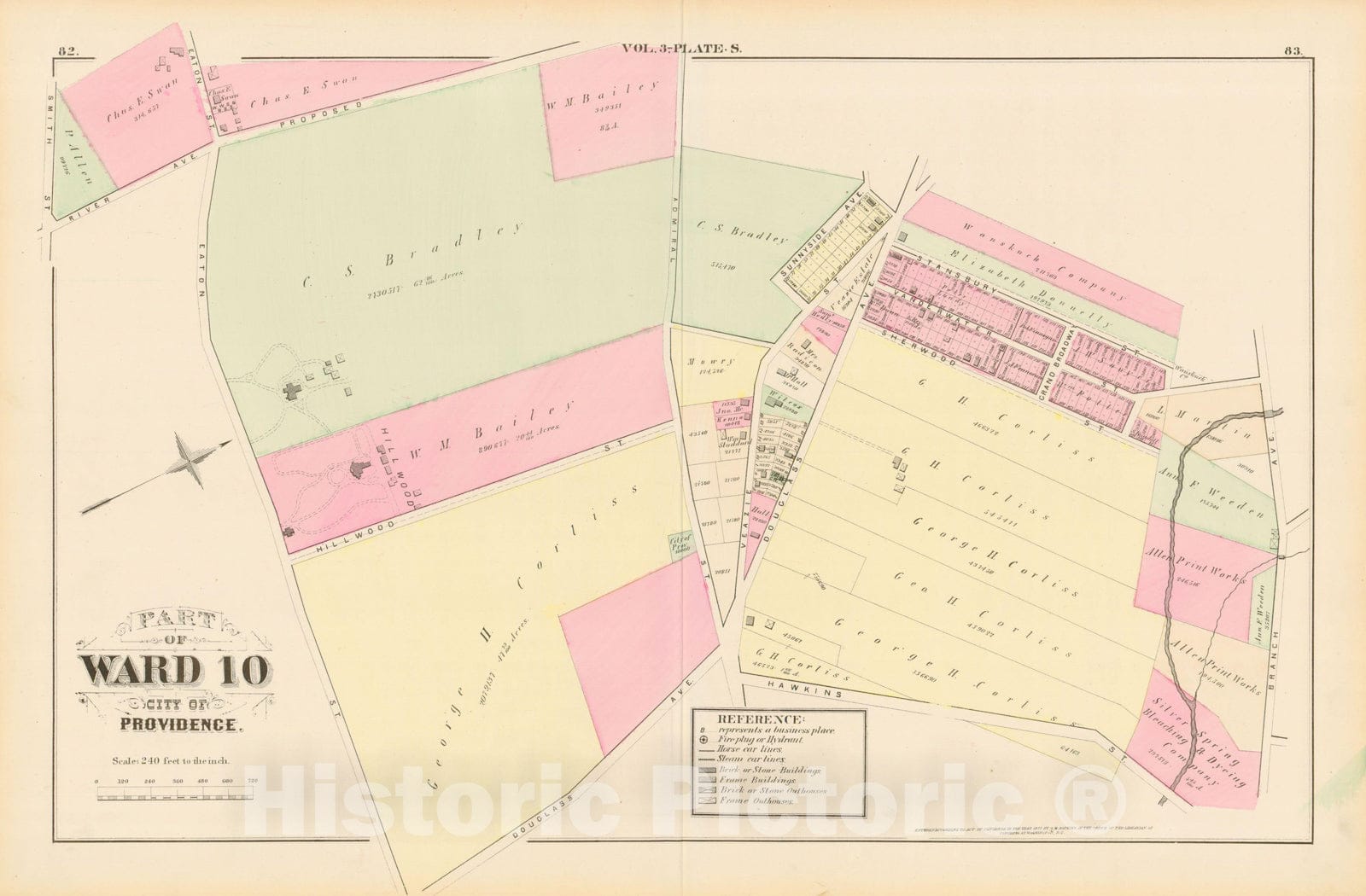 Historic Map : City Atlas of Providence Rhode Island by Wards, Volume III, Providence 1875 Plate S , Vintage Wall Art