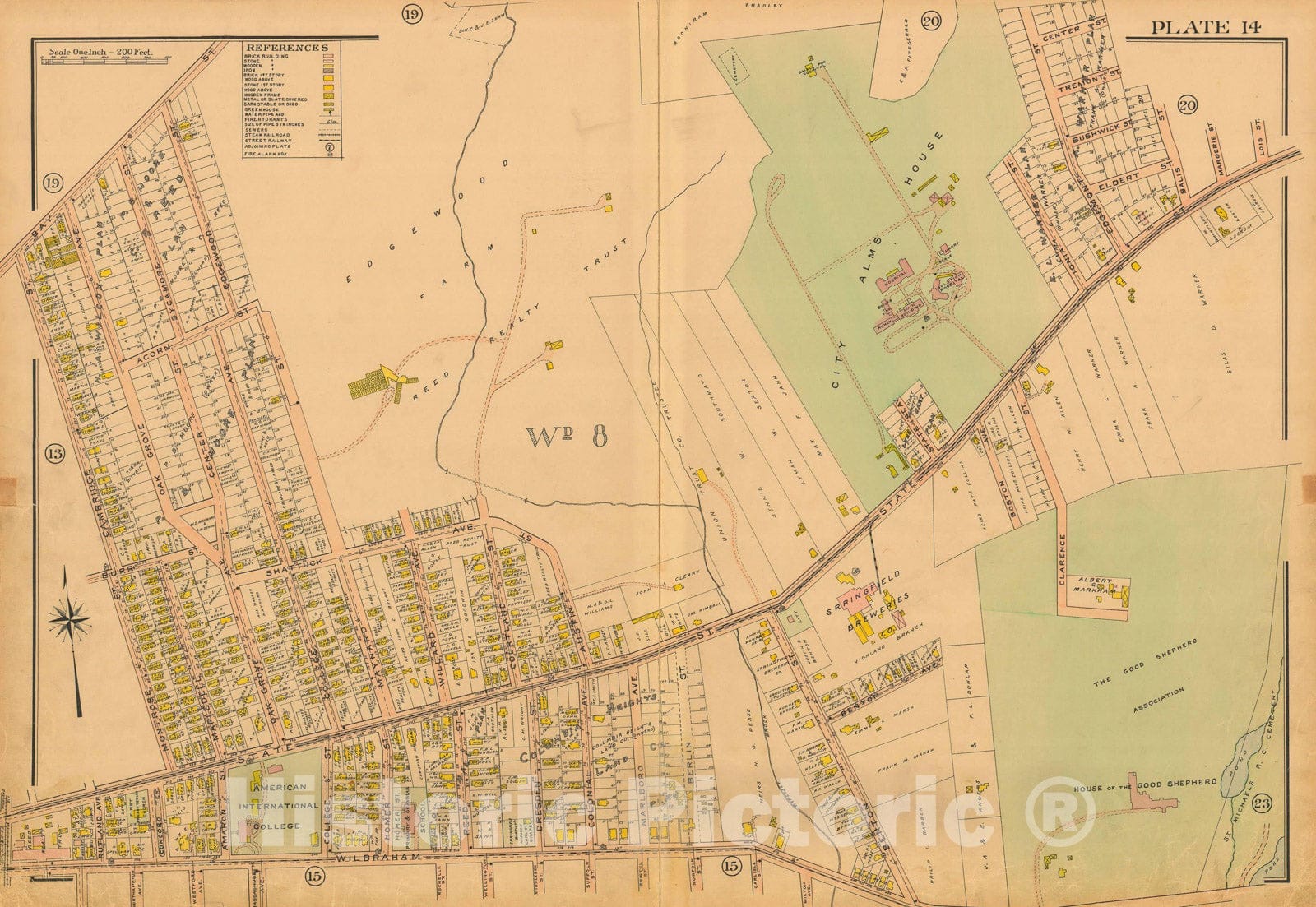 Historic Map : Atlas City of Springfield and The Town of Longmeadow 1910 Plate 014 , Vintage Wall Art