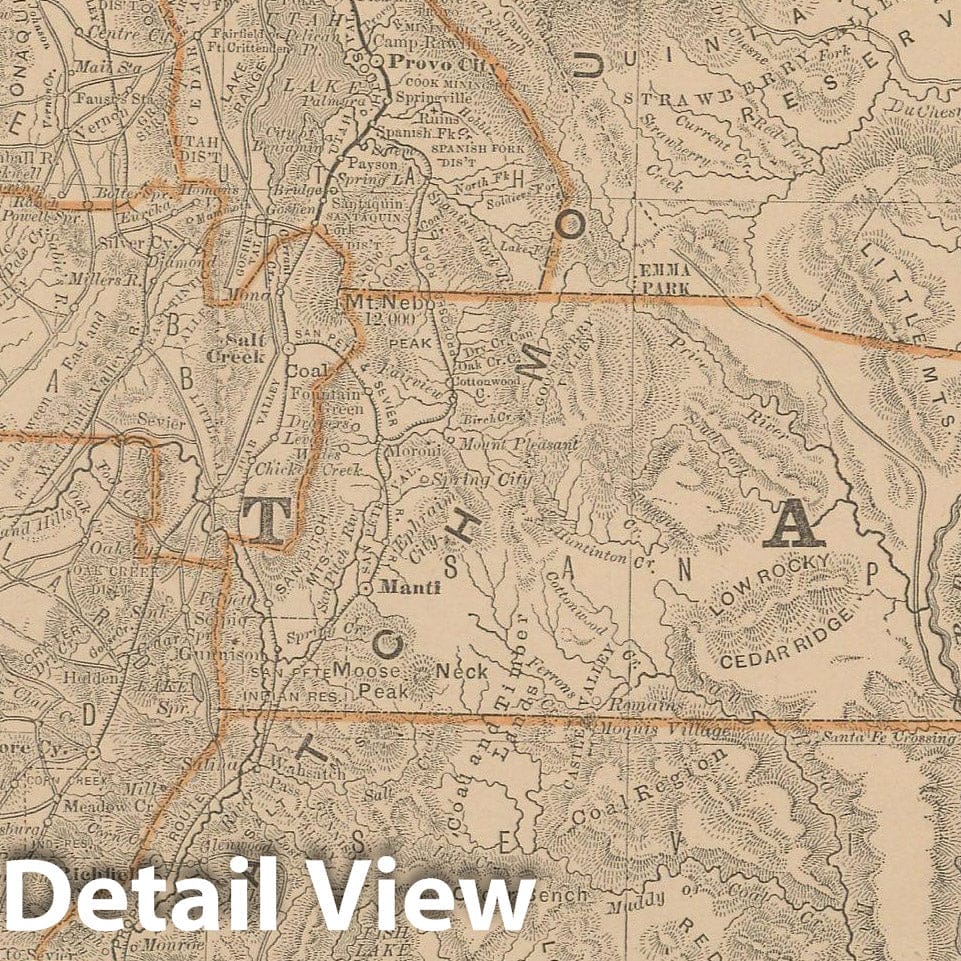 Historic Map : Utah 1877 , Business Atlas of the USA , Vintage Wall Art
