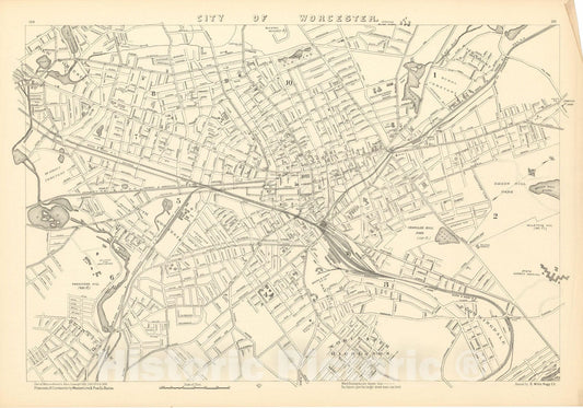 Historic Map : Worcester 1908 , Topographical Atlas of Massachusetts , Vintage Wall Art