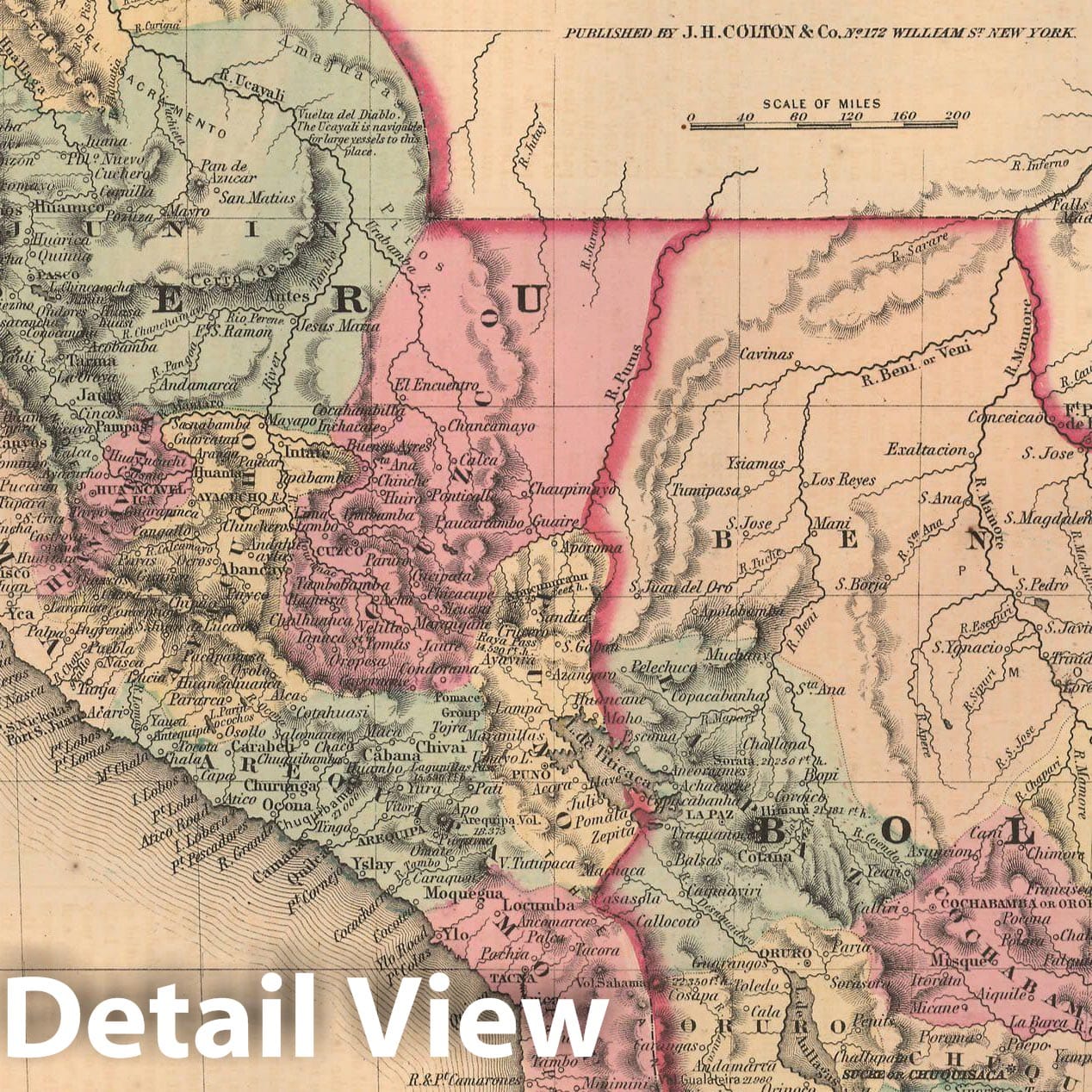 Historic Map : General Atlas (Of The World), Peru & Bolivia 1857 , Vintage Wall Art