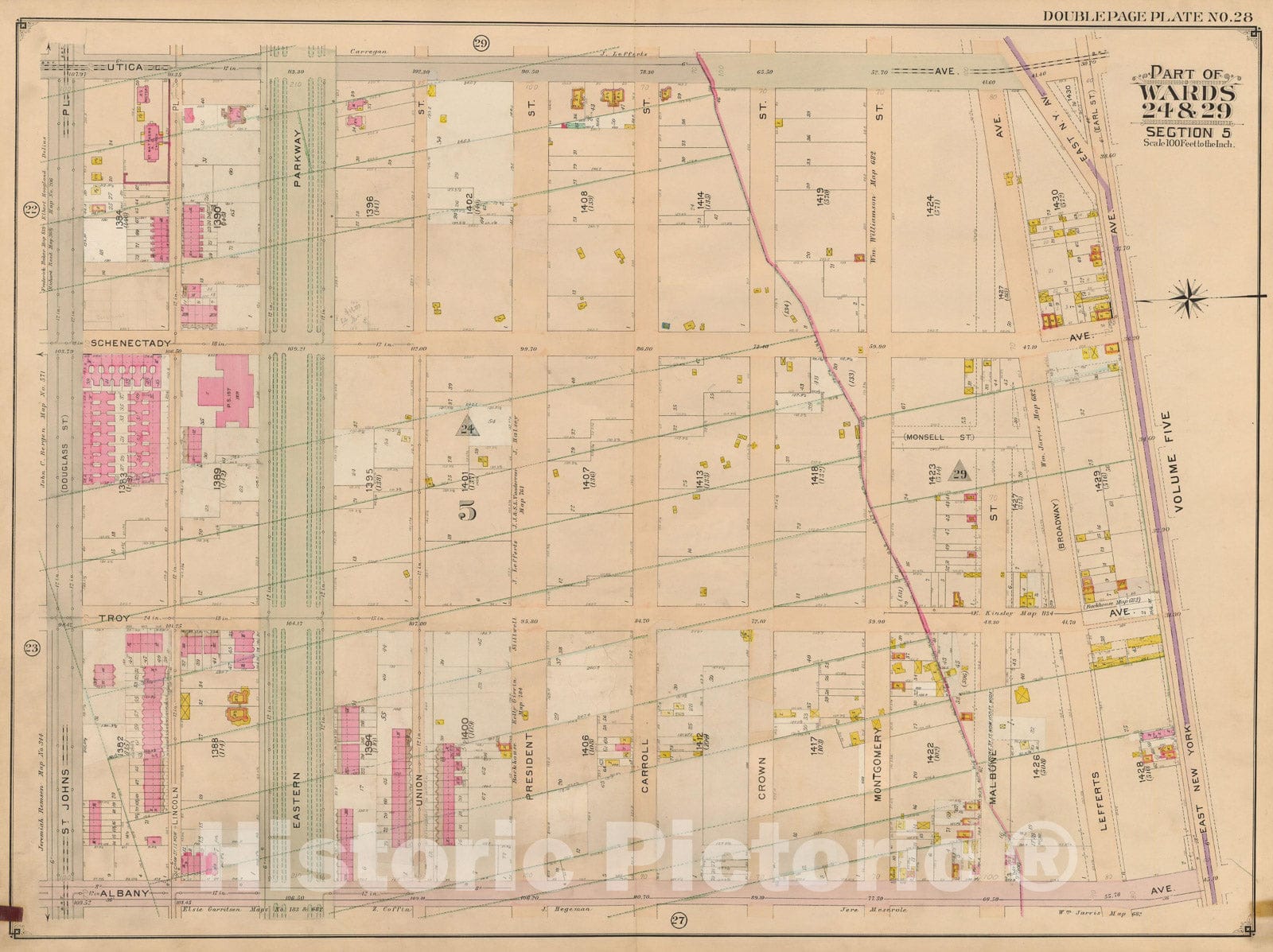 Historic Map : Brooklyn 1904 Plate 028 , Atlas Borough of Brooklyn , Vintage Wall Art