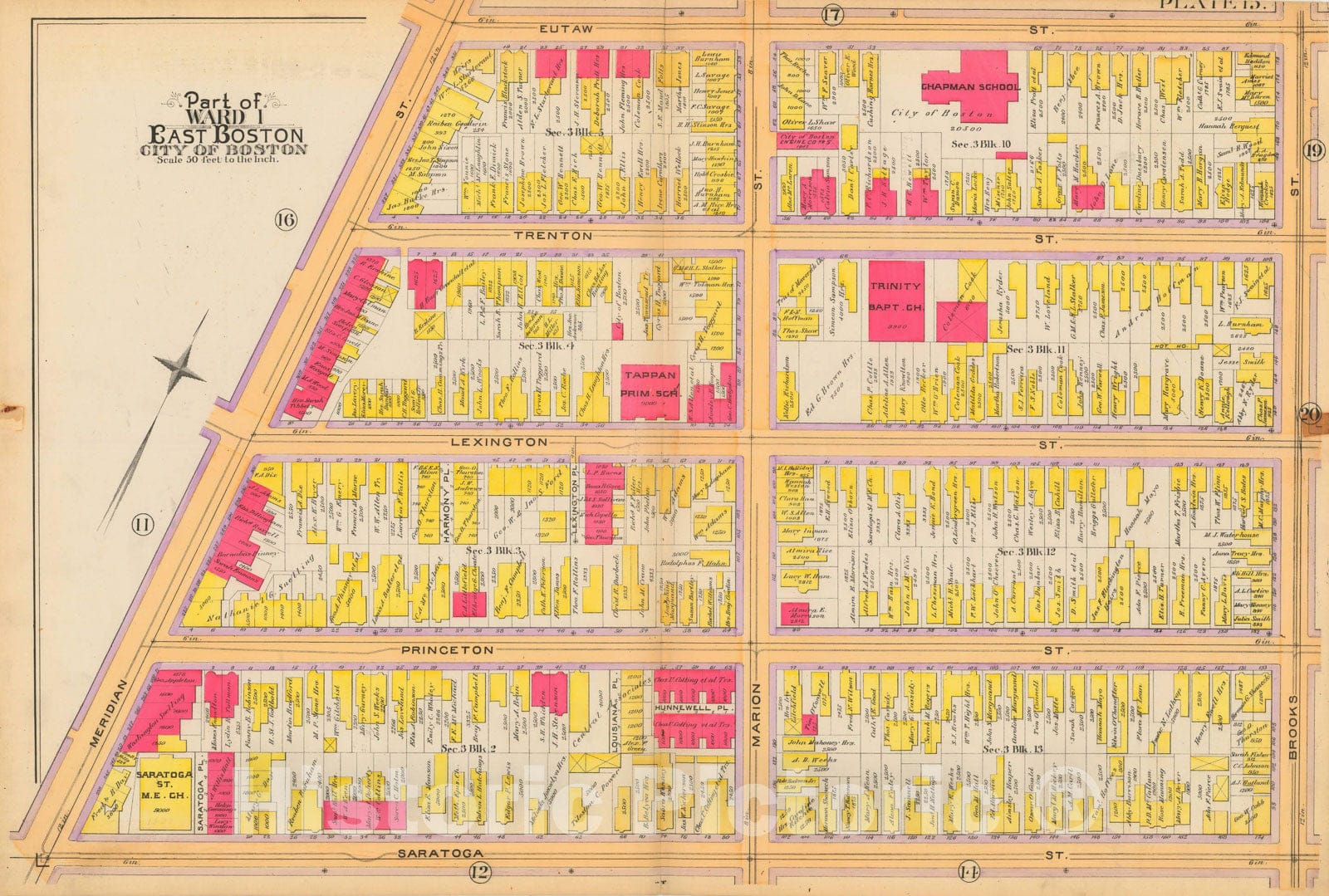 Historic Map : Atlas City of Boston, Vol. 9, East Boston 1892 Plate 015 , Vintage Wall Art