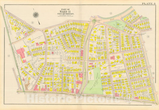 Historic Map : Atlas City of Boston, Dorchester, Dorchester 1918 Plate 004 , Vintage Wall Art