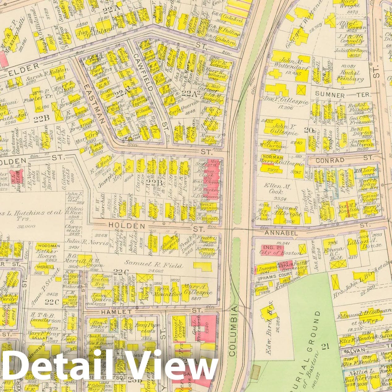 Historic Map : Atlas City of Boston, Dorchester, Dorchester 1918 Plate 004 , Vintage Wall Art