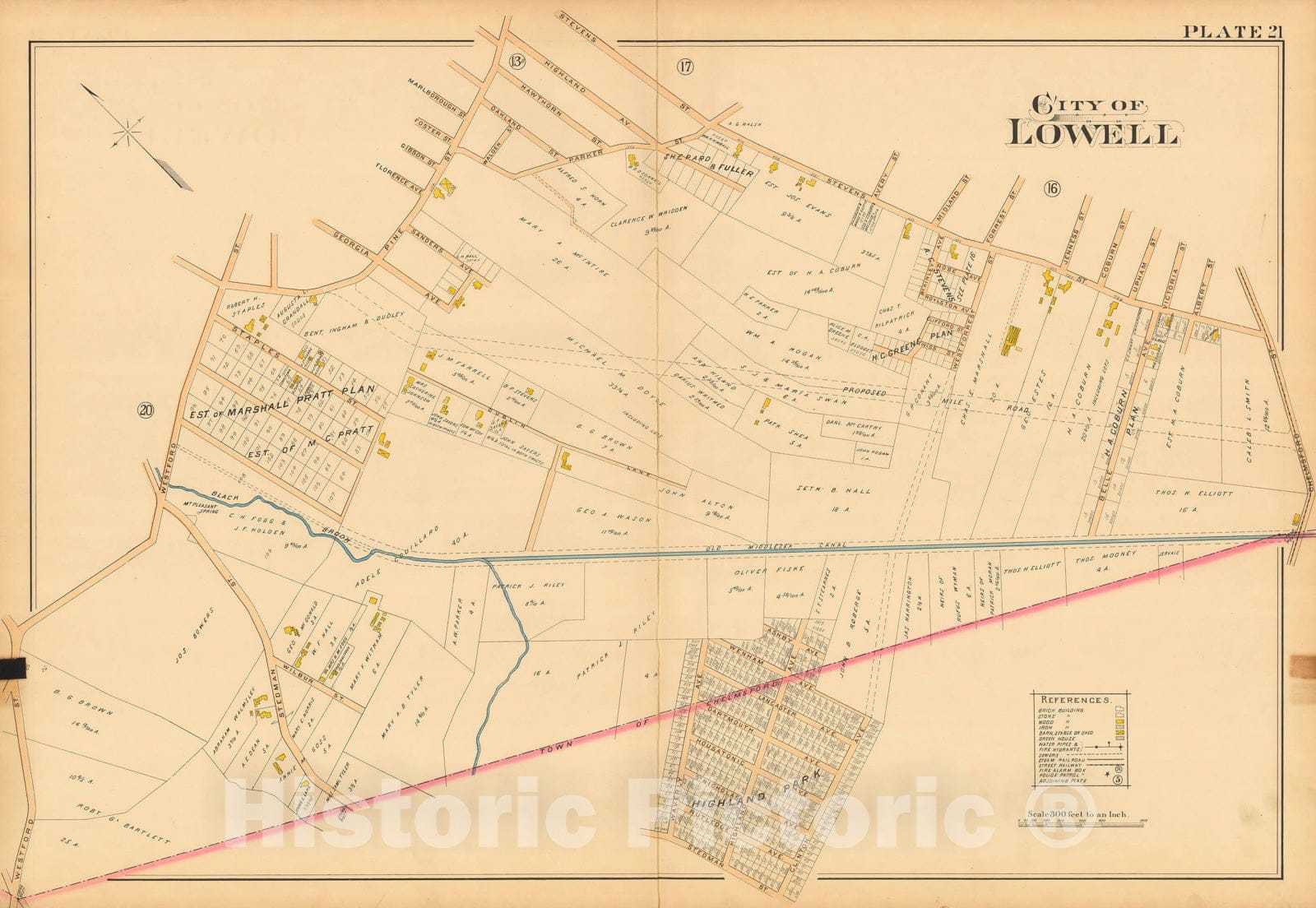 Historic Map : Atlas City of Lowell, 1896 Plate 021 , Vintage Wall Art