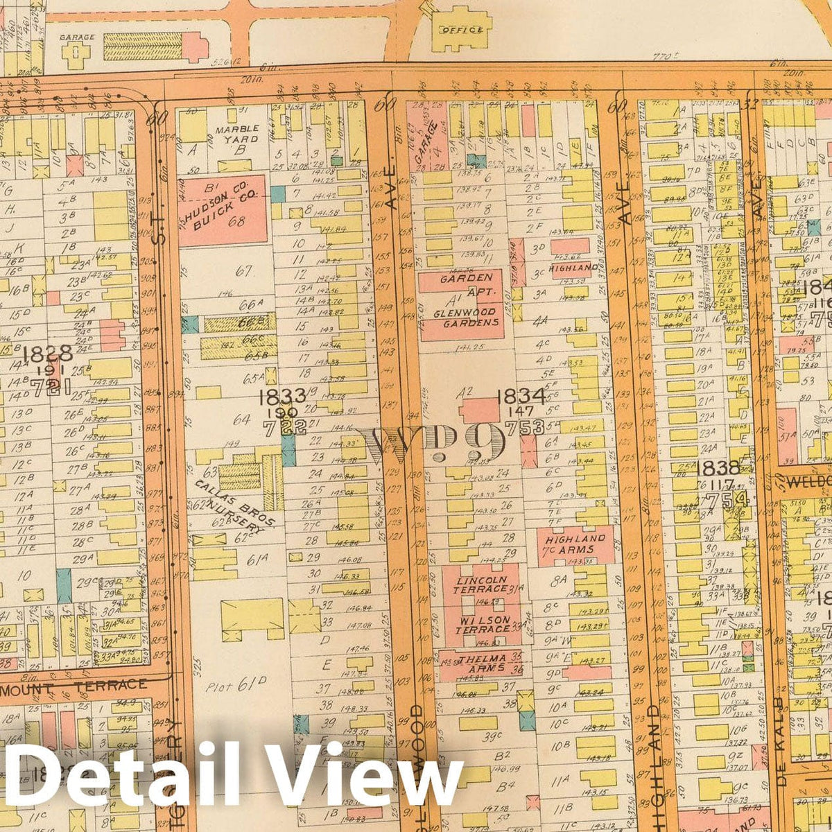 Historic Map : Plat Book of Jersey City, 1928 Plate 025 , Vintage Wall Art