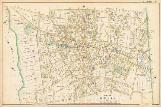Historic Map : Atlas of Essex County, New Jersey, Montclair 1890 Plate 017 , Vintage Wall Art