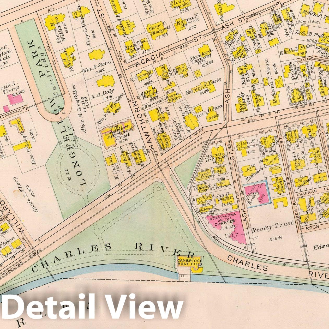 Historic Map : Atlas City of Cambridge Massachusetts 1916 Plate 022 , Vintage Wall Art