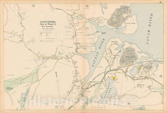 Historic Map : Atlas of Cape Ann, Gloucester, Rockport and Manchester, Gloucester 1899 Page 16 , Vintage Wall Art
