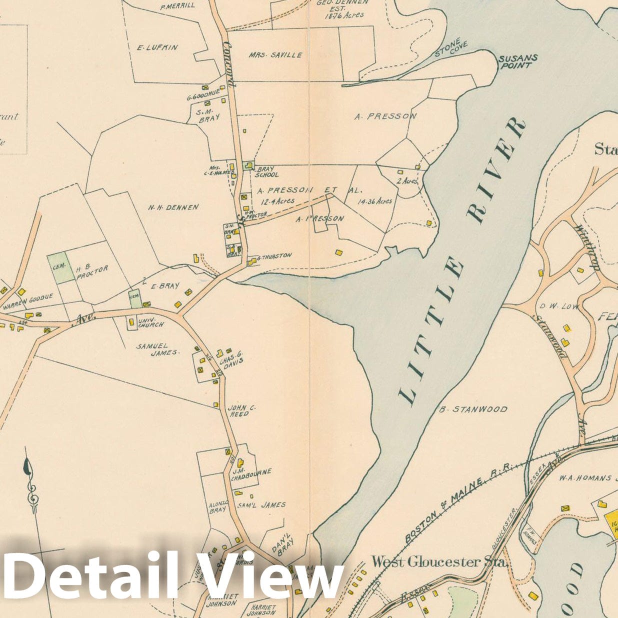 Historic Map : Atlas of Cape Ann, Gloucester, Rockport and Manchester, Gloucester 1899 Page 16 , Vintage Wall Art