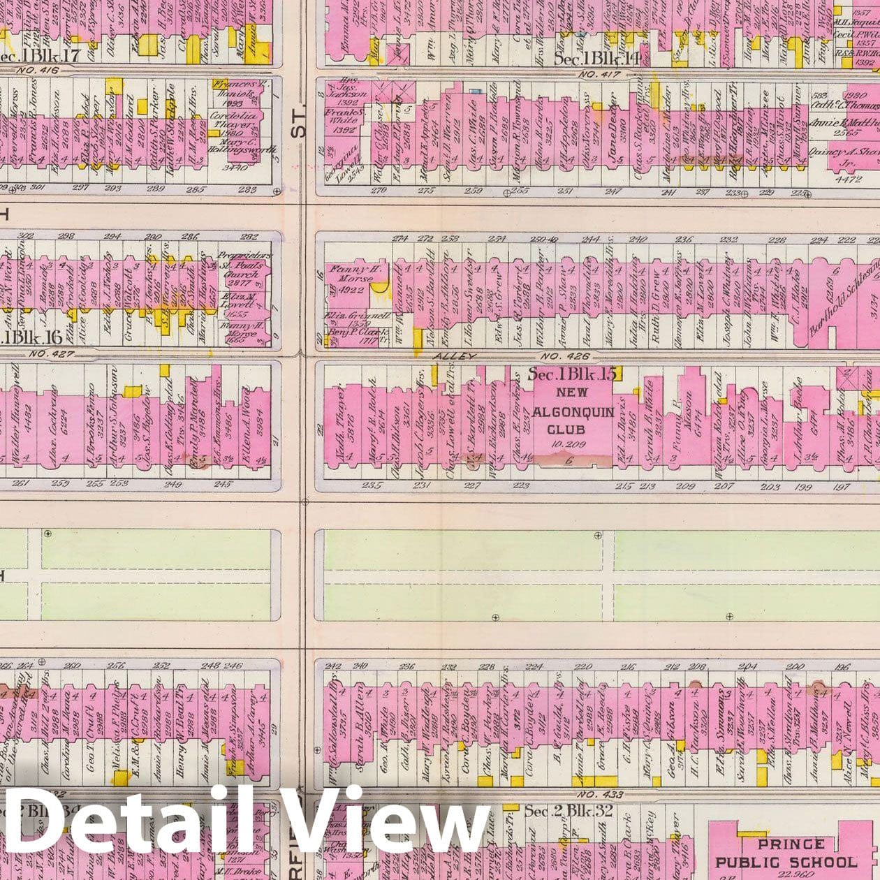 Historic Map : Atlas City of Boston: Boston Proper and Back Bay, Boston 1908 Plate 021 , Vintage Wall Art