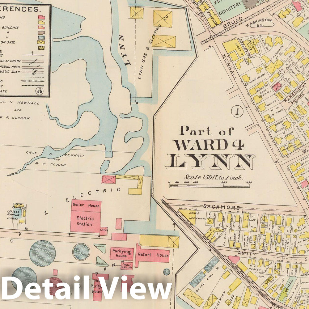 Historic Map : Atlas of Lynn, Swampscott and Saugus, Lynn 1905 Plate 008 , Vintage Wall Art