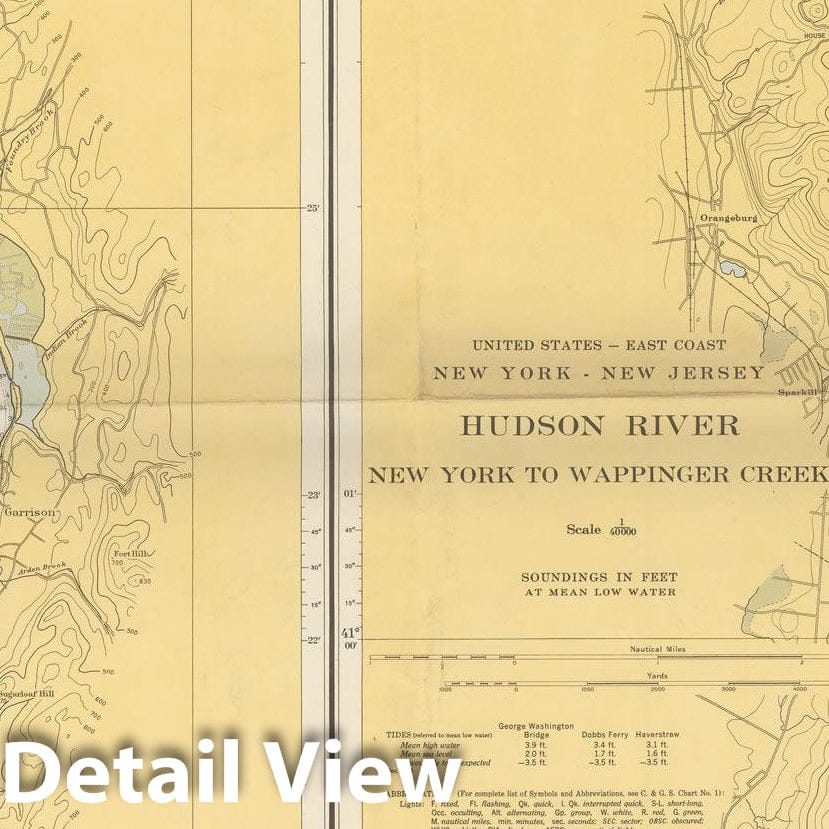Historic Map : Coastal Charts - NY Hudson River: New York to Wappinger Creek 1950 , Vintage Wall Art