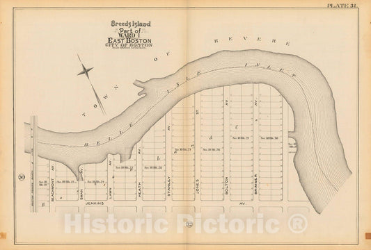 Historic Map : Atlas City of Boston, Vol. 9, East Boston 1892 Plate 031 , Vintage Wall Art