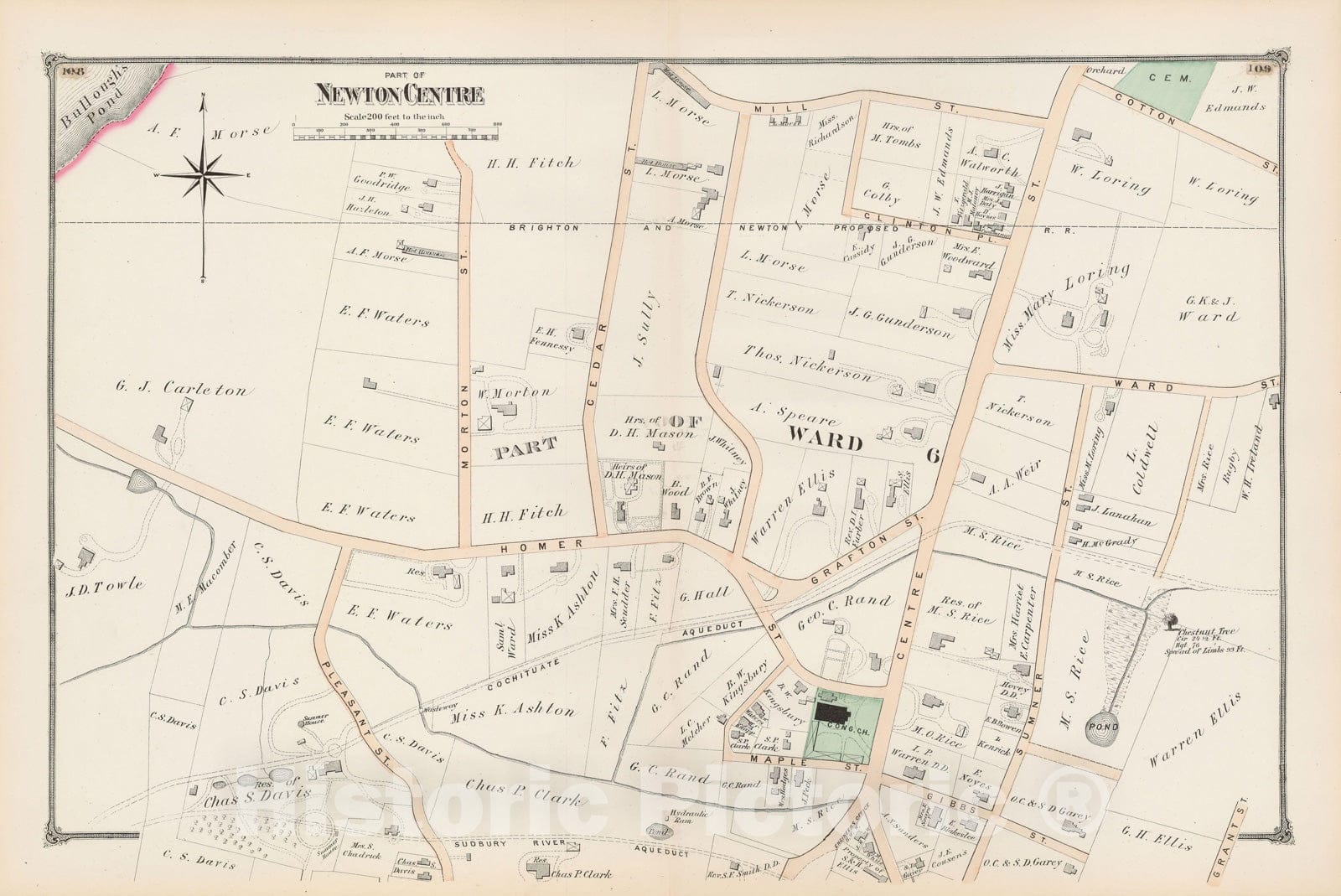 Historic Map : Atlas of Newton, Newton 1874 , v21, Vintage Wall Art